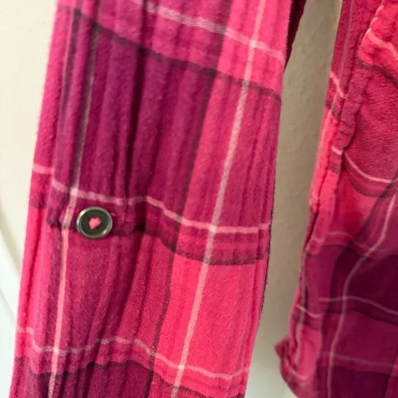 Columbia shirt Women Medium Pink Plaid Button Up Long Sleeve Button Down Cotton - Picture 4 of 7